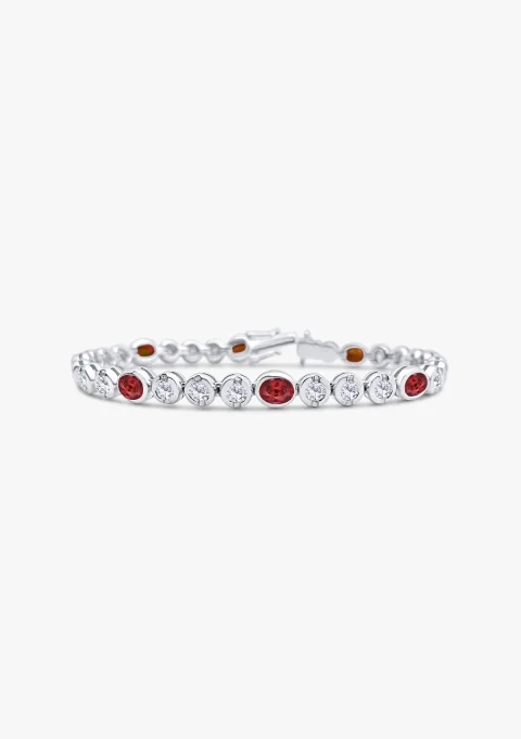 Pulsera riviêre RED LUMIÈRE en oro blanco 18K con diamantes y rubíes